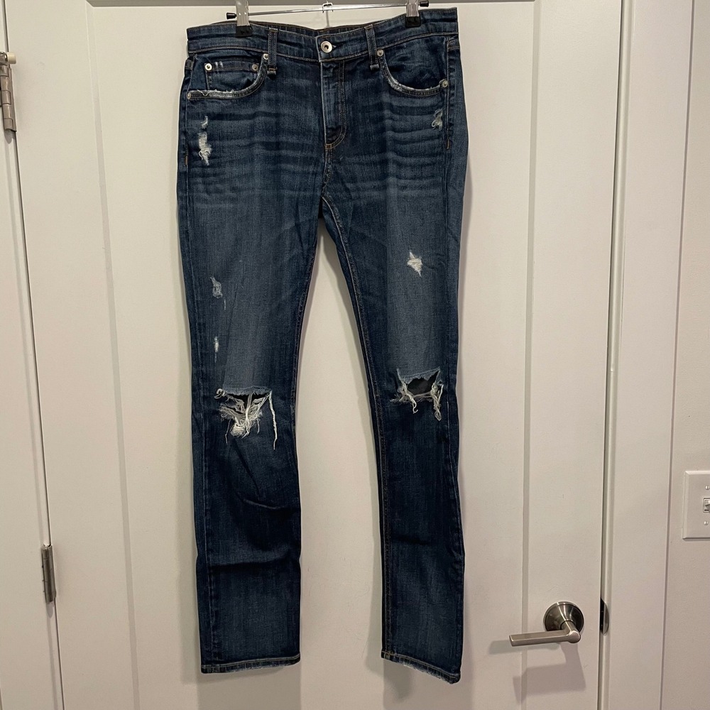 Rag & Bone Harper Skinny Distressed Jeans Blue W2643K510HAR Size 27